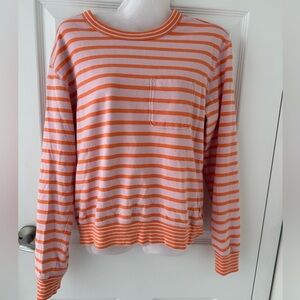 GAP Women’s Pink Orange Striped Cotton Coastal Preppy Long Sleeve Top Small